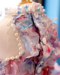 Pastel Floral Dog Dress with Pearl-Style Collar