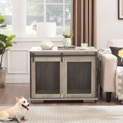 Farmhouse Dog Crate with Sliding Barn Door