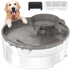 Dog Water Fountain 1.3Gal/170Oz/5L Large Capacity Pet Cat Water Fountain Big Dog Water Bowl Dispenser for Multi-Pets Family (Clear)