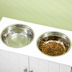PawHut Feeding Cabinet with Stainless-Steel Bowls