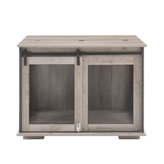 Farmhouse Dog Crate with Sliding Barn Door