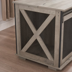 Farmhouse Dog Crate with Sliding Barn Door