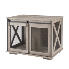 Farmhouse Dog Crate with Sliding Barn Door
