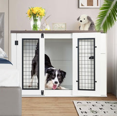 Dual Door Wooden Dog Kennel