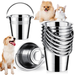 Hicarer 6 Pcs Stainless Steel Dog Water Bucket Heavy Duty Stainless Steel Bucket Stainless Steel Water Pails for Dogs Pets for Kennels Farms Fences Cages(2.1 Quart)