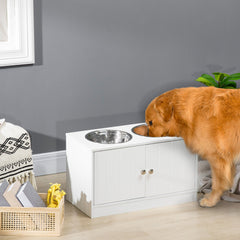 PawHut Feeding Cabinet with Stainless-Steel Bowls
