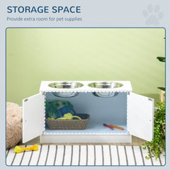 PawHut Feeding Cabinet with Stainless-Steel Bowls
