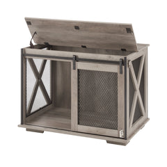 Farmhouse Dog Crate with Sliding Barn Door