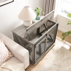 Farmhouse Dog Crate with Sliding Barn Door