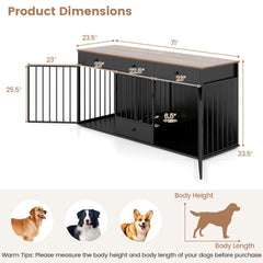 Double Dog Crate Furniture with Drawers & Feeder