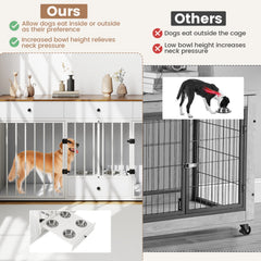 Double Dog Crate Furniture with Drawers & Feeder
