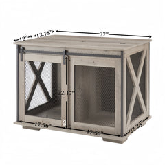 Farmhouse Dog Crate with Sliding Barn Door
