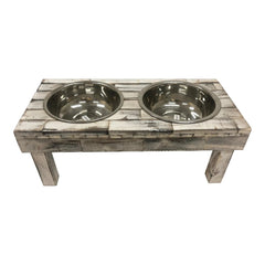 Huntley Berjen Double-Bowl Feeder — Whitewash