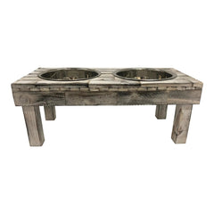 Huntley Berjen Double-Bowl Feeder — Whitewash