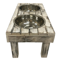 Huntley Berjen Double-Bowl Feeder — Whitewash