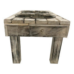 Huntley Berjen Double-Bowl Feeder — Whitewash