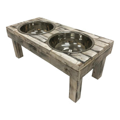 Huntley Berjen Double-Bowl Feeder — Whitewash