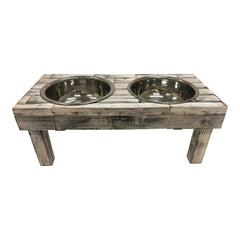 Huntley Berjen Double-Bowl Feeder — Whitewash