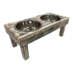 Huntley Berjen Double-Bowl Feeder — Whitewash