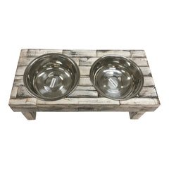 Huntley Berjen Double-Bowl Feeder — Whitewash