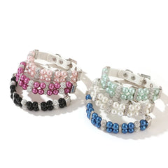 Faux-Pearl & Rhinestone Dog Collar