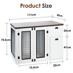 Dual Door Wooden Dog Kennel