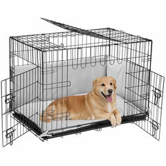 Veehoo 36" Triple Door Dog Crate with Bumper