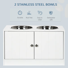 PawHut Feeding Cabinet with Stainless-Steel Bowls